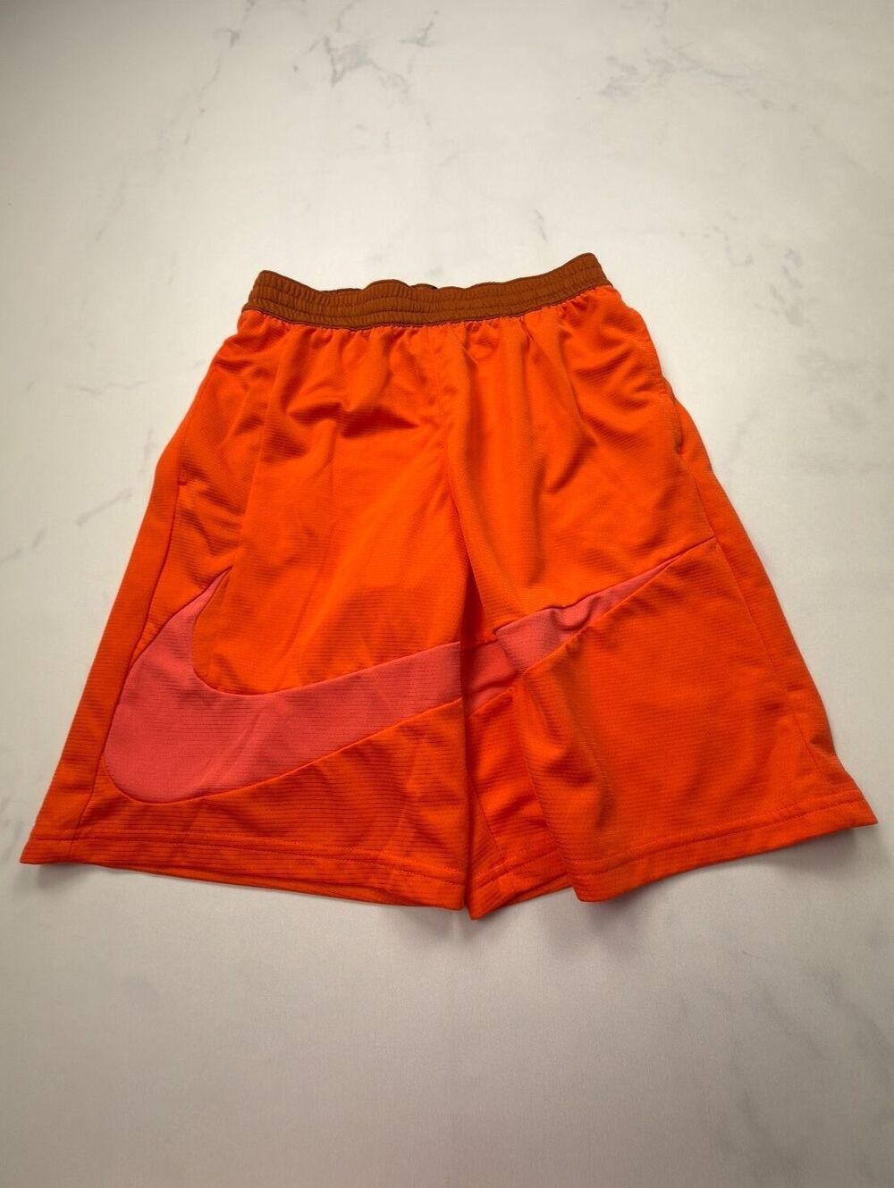 Nike Swoosh Athletic Shorts Orange 90s Sporty - Boys XL